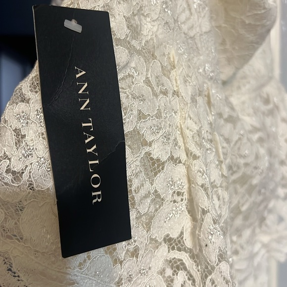 Ann Taylor: white lace dress with peplum waist. NWT - Picture 2 of 7